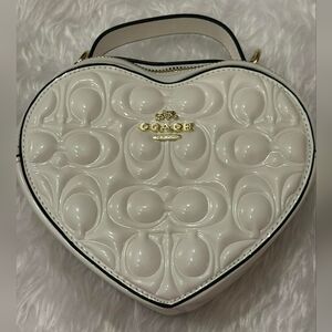 Coach Embossed White Heart Mini Bag